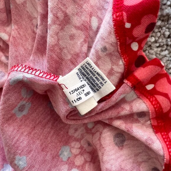 Y2K American Eagle Outfitters Blue & Red Retro Babydoll Midi Dress M - Picture 7 of 8